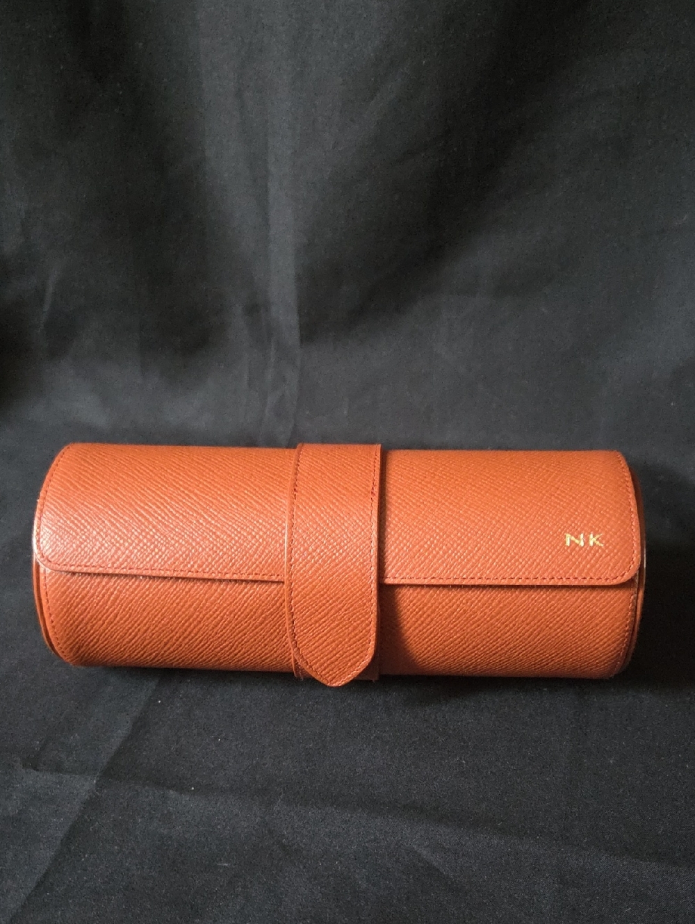 Smythson Watch Roll  Monogram NK Leather Roll Jewelry/Watch Case